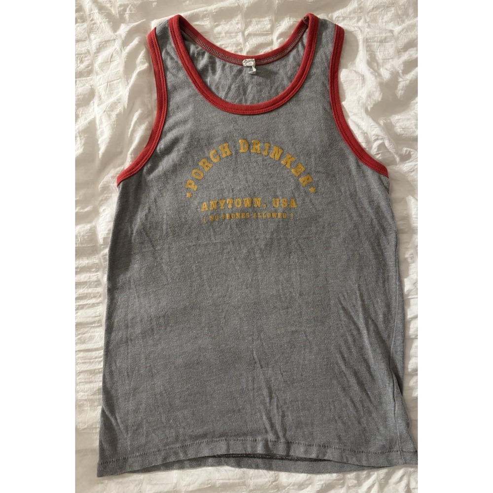 Porch‎ Drinkers Alternative Novelty Ladies Small Funny Tank Top T-Shirt Beer USA